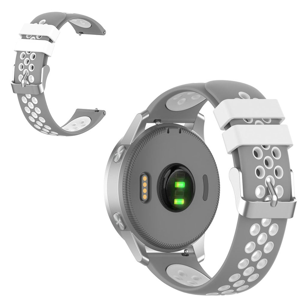18mm Garmin Vivoactive 4S / Vivomove 3s Zweifarbig Silikon Uhrenarmband - Grau / Weiß